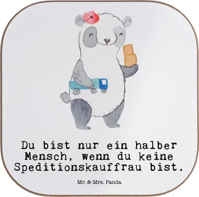 Produktbild von Mr. & Mrs. Panda Tischuntersetzer Speditionskauffrau Herz - Weiß - Geschenk, gläseruntersetzer, Untersetzer Gläser, Holzuntersetzer, Coaster, Tischschoner