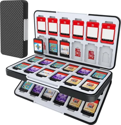 Obrázok produktu pre Puzdro na herné karty Nintendo Switch 48 slotov 24 slotov Micro SD čierne