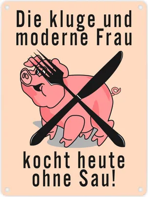 Produktbild von Schweine Metallschild in 15x20 cm in orange zum Thema Vegetarier und
