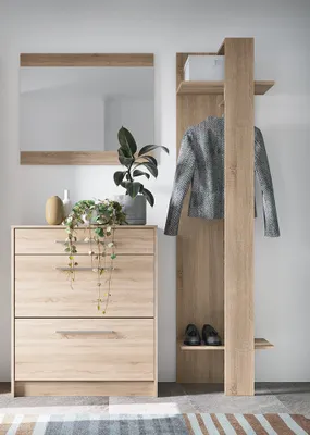 Produktbild von Garderobenset 3-teilig mit Spiegel und Schuhschrank in Eiche, AUSTIN-129