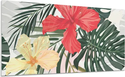 Produktbild von Florale Tropische Komposition – Selbstklebende Fliesen – Wandverkleidung – Wandpaneel – PVC Fliesen – Vinylflisen – PCV Flisen – Selbstklebend – Wanddeko –100 x 50 cm
