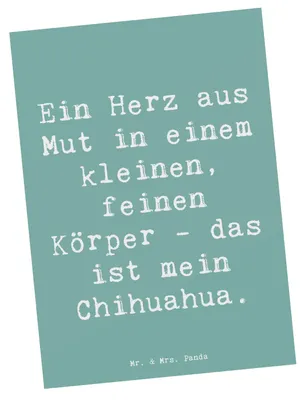 Produktbild von Mr. & Mrs. Panda Postkarte Spruch Chihuahua Herz - Meeresbrise - Geschenk, mutiger Hund, Ansichtskarten, Grußkarte, Postkarten, Hunderassen Vielfalt, Ansichtskarte, Hunde