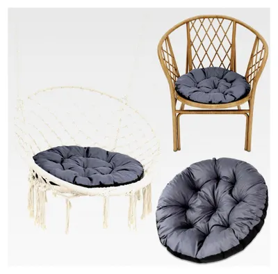 Produktbild von Hängesessel Kissen Sitzkissen für Hängeschaukel 60 cm - Polster für Hängehöhle Lesesessel Hängestuhl und Papasansessel runde Auflage für Outdoor und Indoor in Graphit
