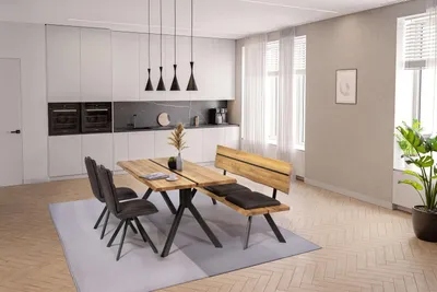 Produktbild von Esstisch Vig 180x90 Baumkante Wildeiche Massiv Geölt