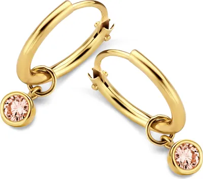 Produktbild von New Bling 9NBG-0611 Gold-Ohrringe mit Zirkonia-Anhänger - 11x1,2 mm - Champagner - 3,5 mm - 14 Karat - Gold