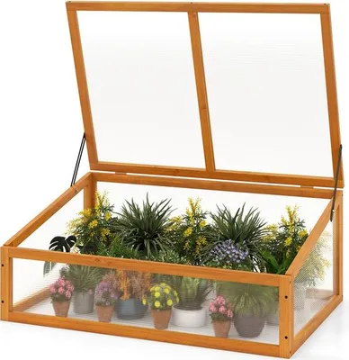 Obrázek produktu pro COSTWAY skleník, mini skleník, nástavec na skleník, kryt na vyvýšený záhon, nástavec na skleník pro zahradu a balkon, 94 x 63 x 40 cm, oranžový