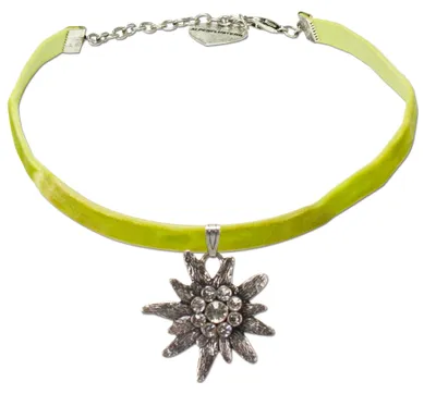 Produktbild von Alpenflüstern Trachten-Samt-Kropfband Strass-Edelweiß groß - Trachtenkette engan