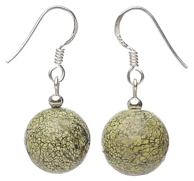 Produktbild von Ohrringe Ohrhänger aus Serpentin & 925 Silber Schlangenjaspis grün Damen