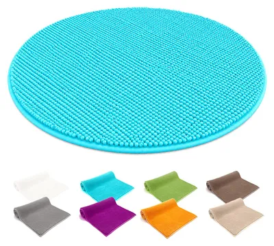 Produktbild von heimtexland ® Badvorleger Chenille Super Flauschig Saugstark Badteppich Badematte Typ771 Aqua 60 cm rund