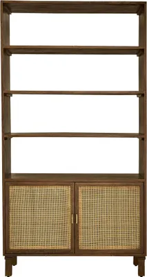 Produktbild von Bücherregal Mangoholz Rohrgeflecht Walnuss 170 cm modern