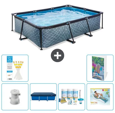 Immagine prodotto di Piscina fuori terra rettangolare - aspetto pietra - 300x200x65 cm - composta da 5 elementi - modello S335