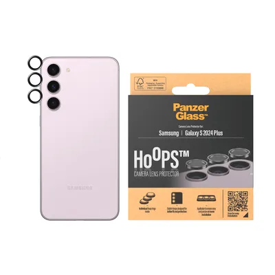 Produktbild von PanzerGlass ® Hoops® Kameraschutz Schwarz Samsung Galaxy S24+, Samsung, Samsung - Galaxy S24 Plus, Trockene Anwendung, Kratzresistent, Schockresistent, Schwarz, 1 Stück(e)