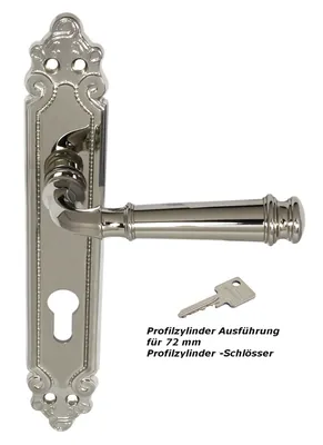 Produktbild von Massiv Messing Türbeschlag Olympus LS PZ Edelstahlfarbig poliert Türdrücker