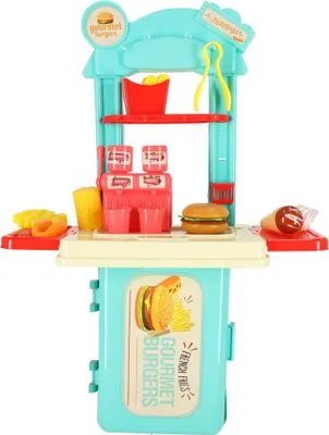 Immagine prodotto di Cucina per bambini in valigia set hamburger fast food patatine fritte 55 cm