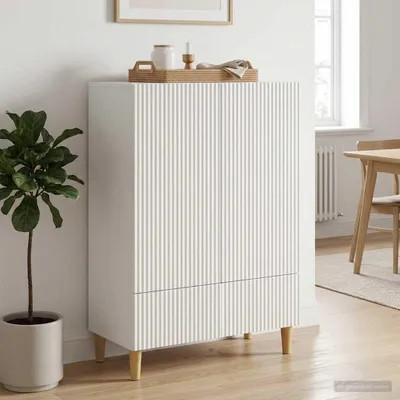 Obrázok produktu pre Komoda s zásuvkami vidaXL, biela, 66 x 34,5 x 95 cm, drevotrieska