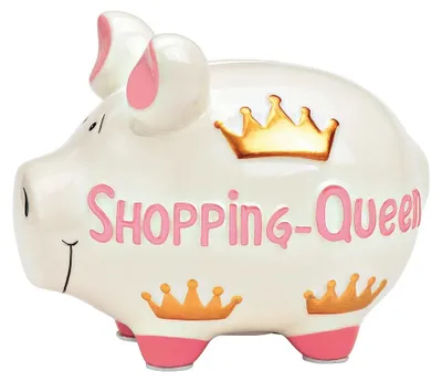 Produktbild von Sparschwein 'Shopping Queen' Keramik weiß (B/H/T) 17x15x15cm