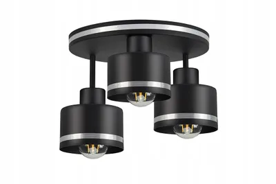 Zdjęcie produktu dla Lampa sufitowa LUXOLAR, 3-punktowa, czarno-srebrna, metalowa, E27, nowoczesny design. Idealna do kuchni, salonu, sypialni, jadalni, przedpokoju