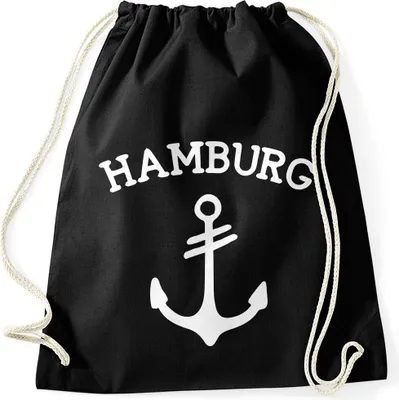 Produktbild von Turnbeutel Doppel Anker Hamburg Moonworks® schwarz unisize