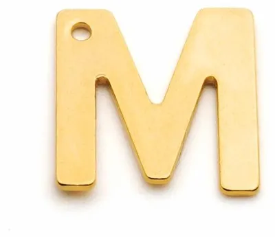 Produktbild von Vintageparts Anhänger Buchstabe M Edelstahl goldfarben 11 mm, 1 Stück