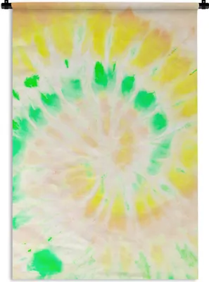 Produktbild von MuchoWow® Wandteppich Wandbehang Krawattenfärbung - Gelb - Weiß 60x90 cm Tapisserie Dekoration Wandtuch - Foto-Teppich - Abwaschbar