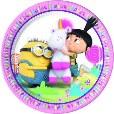 Obrázek produktu pro Papírové talíře Fluffy Minions, 23 cm, 8 ks