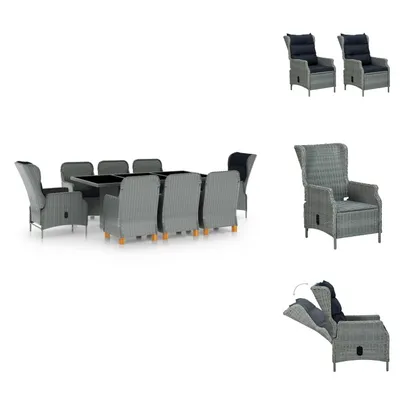 Produktbild von vidaXL 9-tlg. Garten-Essgruppe mit Auflagen Poly Rattan Hellgrau -  Gartenmöbel-Sets