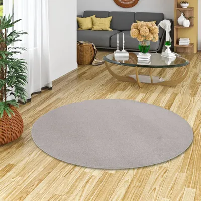 Produktbild von Velours Teppich Joy Hellgrau Rund, Größe:300 cm Rund
