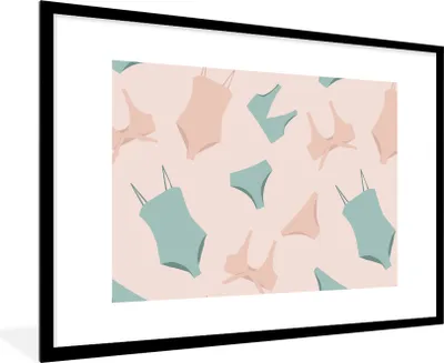 Produktbild von MuchoWow® Gerahmtes Poster Sommer - Bademode - Pastell 90x60 cm - Poster mit Schwarzem Bilderrahmen Wandposter Rahmen Foto Bilder - Wanddekoration - Fotos