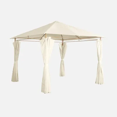 Produktbild von sweeek - Pavillon 3 x 3 m - Laube mit Vorhängen - Ecru