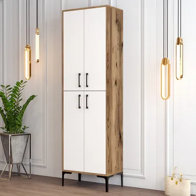 Produktbild von Skye Decor, Berlin- Berlin A HCT, Nussbaumfarbe,,Weiß, Schuhschränke, 200x60x35 cm, 100% Melaminbeschichtete Partikelplatte