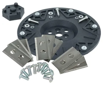 Produktbild von vhbw 10 tlg. Zubehör-Set kompatibel mit Worx Landroid M700Plus ab BJ 2020 Rasenmäher - 1x Messerteller, 9x Messerklingen + Schrauben