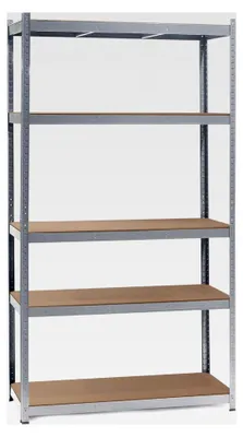 Produktbild von Schwerlastregal 100 x 60 x 200 cm, 200 kg pro Ablage, verzinktes Stahl-Steckregal mit 5 Ablagen, Werkstattregal