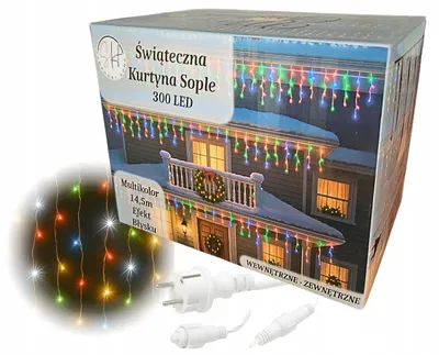 Zdjęcie produktu dla Ekspand | Kurtyna świetlna LED – 300 lampek – 14,5 m – wielokolorowa – oświetlenie zewnętrzne