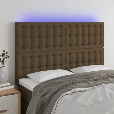 Produktbild von Cloris Designermöbel LED Kopfteil Dunkelbraun 144x5x118/128 cm Stoff 2024 Neu
