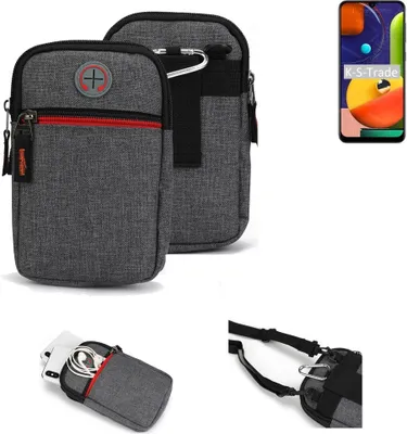 Produktbild von K-S-Trade Holster Gürteltasche kompatibel mit Samsung Galaxy A50s Handy Tasche Schutz Hülle grau Zusatzfächer 1x