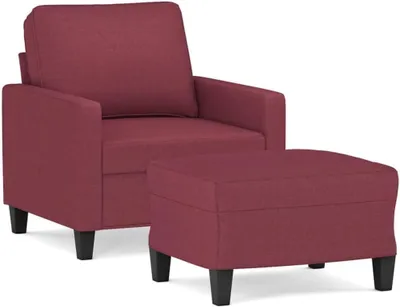 Immagine prodotto di Poltrona e poggiapiedi in tessuto, colore rosso vino, dimensioni 60 cm, peso 19,95 kg