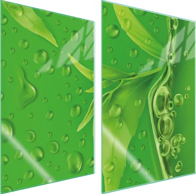 Immagine prodotto di Piastre copri fornelli 2 pezzi 35x52 Vetroceramica copri piano cottura vetro tagliere fogliame verde
