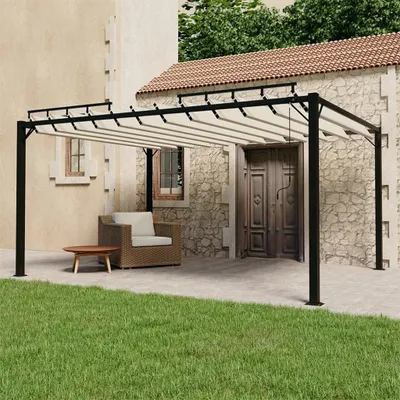 Produktbild von The Living Store Pavillon mit Lamellendach 3x4 m Creme Stoff und Aluminium
