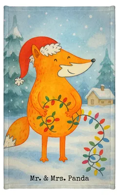 Produktbild von Mr. & Mrs. Panda Handtuch Fuchs Weihnachten Design - Weiß - Geschenk, Weihnachtszeit, Klein, Nikolaus, badezimmer, Weihnachtsmann, gäste wc, Heiligabend, Winter