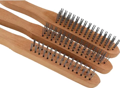 Produktbild von 3 teiliges Drahtbürsten Set mit Holzgriff Reinigungs Stahldraht Bürsten