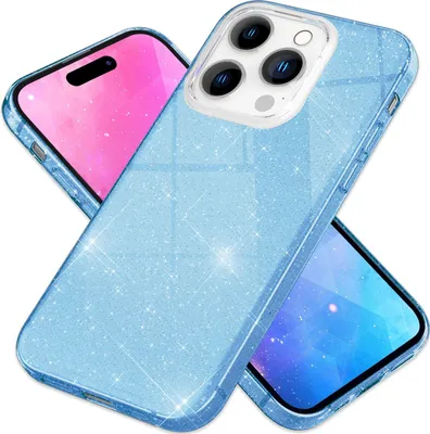 Produktbild von Hülle für iPhone 14 Pro - Glitzer Cover Bling Silikon Handyhülle Glitter Case Blau
