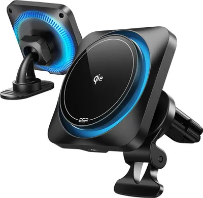 Zdjęcie produktu dla Esr Halolock Cryoboost Magnetic Magsafe Dashboard & Vent Car Mount Wireless Charger Qi2 15W Frosted Onyx