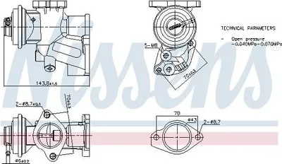 Produktbild von NISSENS 98476 AGR-Ventil für OPEL Corsa C Schrägheck (X01) Abgasrückführungsventil