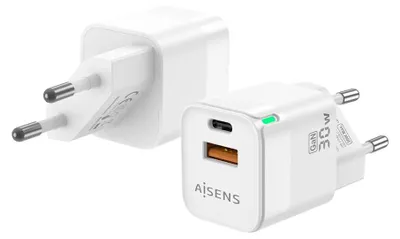 Immagine prodotto di Caricatore da parete Aisens ASCH-30W2P004-W/ 1xUSB Tipo-C/ 1xUSB/ 30W