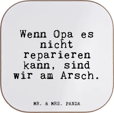 Produktbild von Mr. & Mrs. Panda Tischuntersetzer Wenn Opa es nicht... - Weiß - Geschenk, Tischschoner, Coaster, Papa, Sprüche, gläseruntersetzer, Untersetzer für Gläser, Opi, Tassen