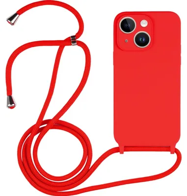 Produktbild von Mobigear Handylanyard für iPhone 15 Plus, Silikon-Handykette – Rot