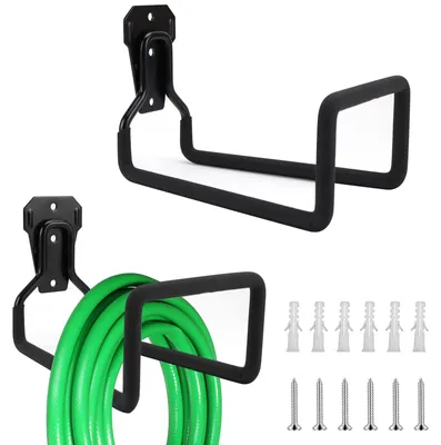 Imagen del producto de Soportes para mangueras, de metal, 2 unidades, para montaje en pared, color , para jardín y garaje