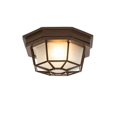 Zdjęcie produktu dla Rustykalna lampa sufitowa rdzawo brązowa 21,3 cm IP44 - Bri