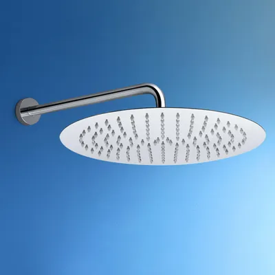 Imagen del producto de Cabezal de ducha de lluvia, grande, redondo, de 30 cm, de acero inoxidable 304, con soporte de pared, para baño