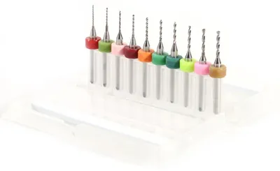 Imagen del producto de Kit de brocas mini, de 10 piezas, de 0,6 a 1,5 mm, de metal duro, para perforación de placas de circuito impreso